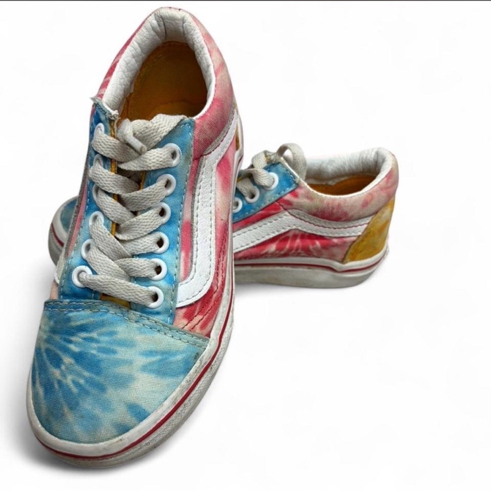 Vans Kids Tie-Dye Canvas Sneakers — Blue, Pink & Yellow Accents